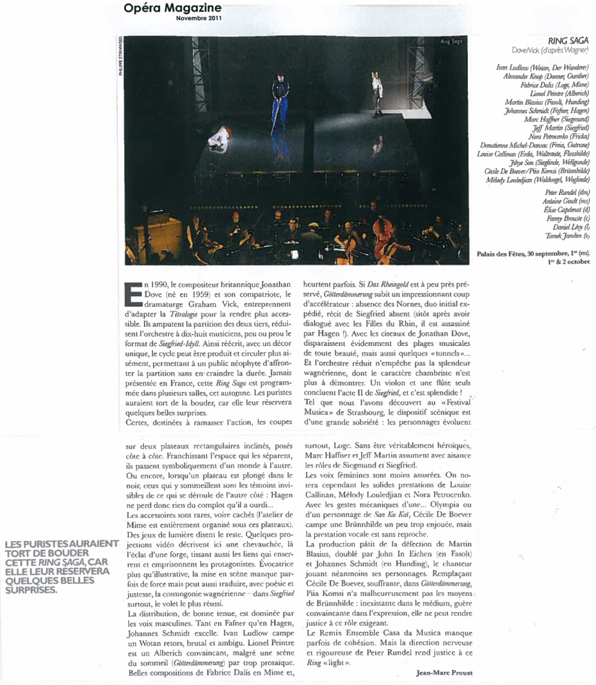 2011.11.01 : Ring Saga, Opéra Magazine